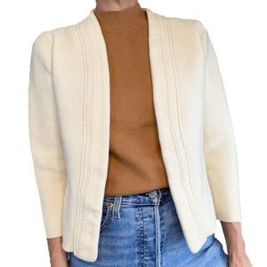Vintage 1960s Mad Men Era Secretary Cardigan Sweater Cream Size Small Women’s